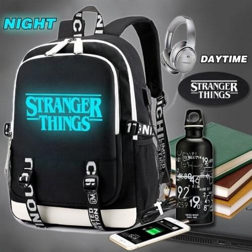 Luminous Backpack Multifunction USB Charging Stranger Things Travel Canvas Student Backpack For Teenagers Boys Girls School Bag