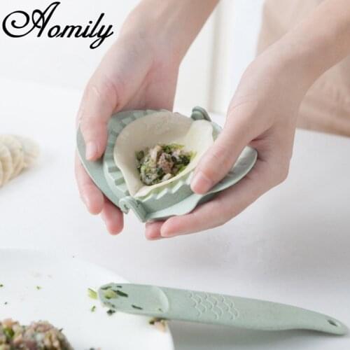 Aomily DIY Dumplings Maker Tool Wheat Straw Jiaozi Pierogi Mold Dumpling Mold Clips Baking Molds Pastry Kitchen Accessories