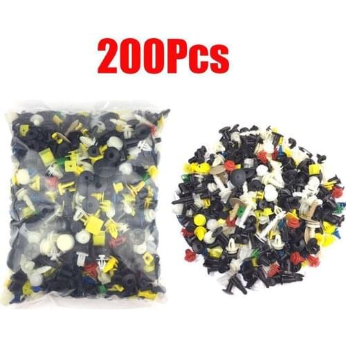 200PCS Mixed Auto Fastener Vehicle Car Bumper Clips Retainer Fastener Rivet Door Panel Fender Liner Universal Fit for Car