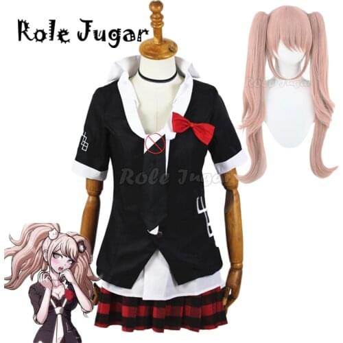 Women Girls Enoshima Junko School Unoform Cosplay Anime Dangan Ronpa Danganronpa Haloween Party Performance Costume Wig C70M48