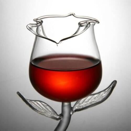1PC Fancy Red Wine Goblet Wine Cocktail Glasses 100ml Rose Flower Shape Wine Glass