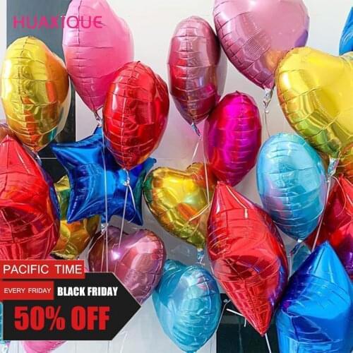 10X 18inch Five-pointed Star Foil Balloon Red love Heart Inflatable Air Helium Balloons Baby Shower Wedding Party Decor Globos