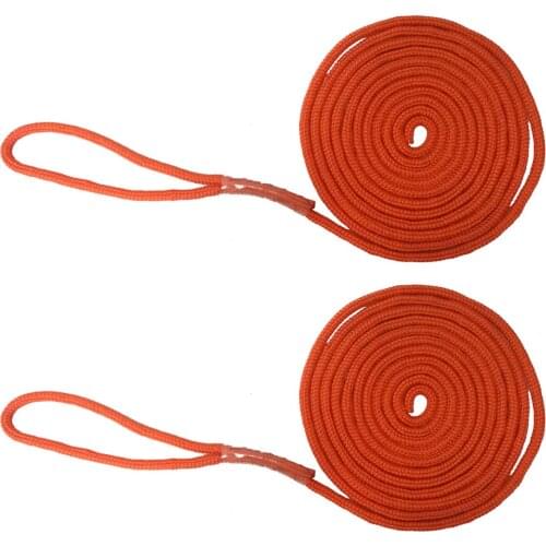 2PC 15FT 10.5MM Marine Boat Fender Dock Line Double Braid Anchor Mooring Rope