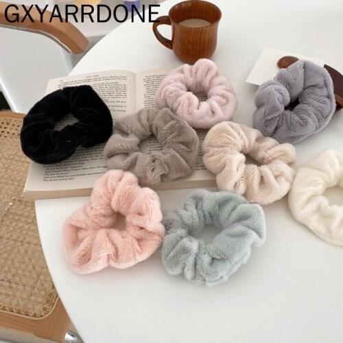 2020 Winter Faux Fur Scrunchies Furry Elastic Hair Bands For Women Girls Ponytail Holders Hair Rope Hair Ties Hair Accessories