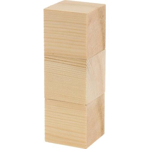3 Sizes Unpainted Wooden Cube Wood Blocks For Handcrafted Model Making Hobbies