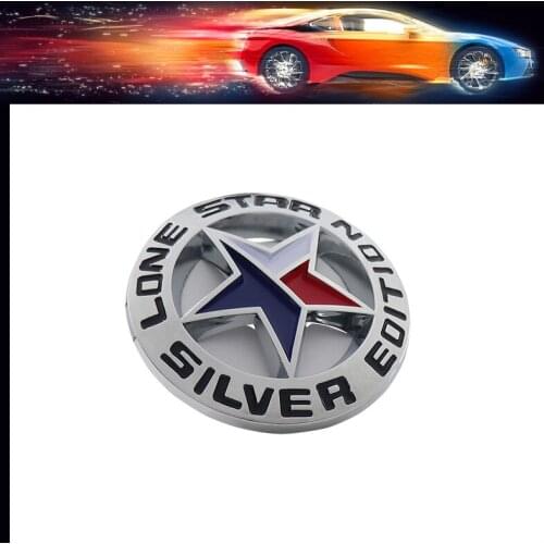 3D LONE STAR SILVER EDITION Decorative Hood Fender trunk Rear Bonnet Decal Emblem Badge Sticker for Universal Cars Motorcycle