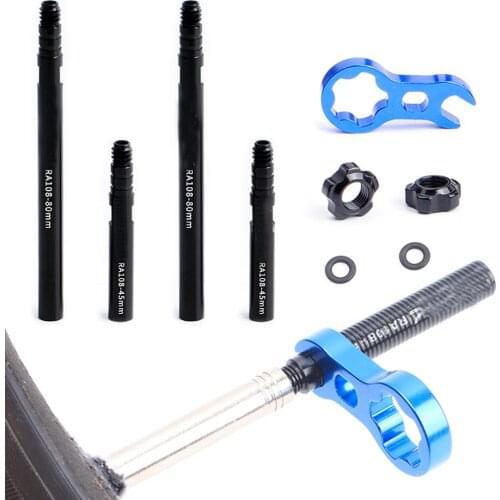 45mm 80mm Removable Integrated With Wrench Bicycle Parts Presta Valve Extender Inner Tubes Valve Extension Bike Accessories