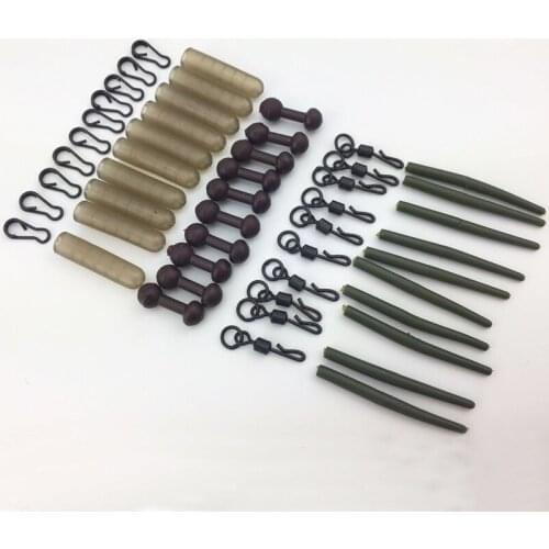50pcs Carp Fishing Tackles Set Slide Chod Rigs Safety Sleeves Lead Clips Q-shaped Swivel Special-shaped Pin Chob Beads