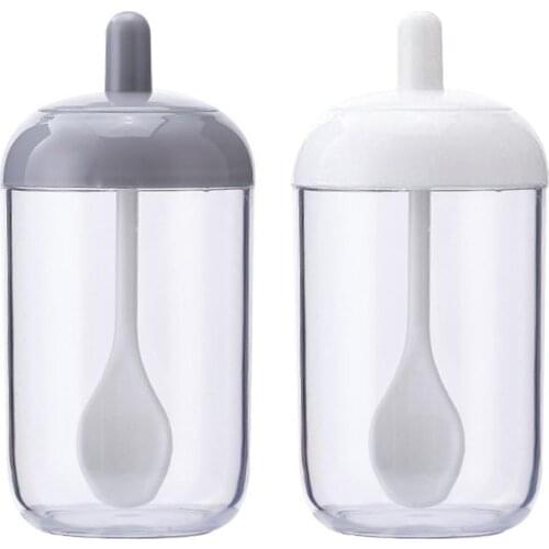 Spice Jar Seasoning Box With Spoon Kitchen Supplies Seasoning Cruet Food Seasoning Organizer Cooking Tools Desktop Decoration