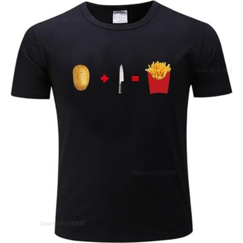 Men brand t shirt summer cotton tshirt comic T shirt funny fast food french fries serial killer Men Vintage humor T Shirt