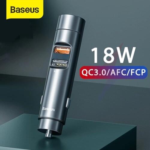 Baseus FM Modulator Transmitter Bluetooth 5.0 Car Handsfree Kit 18W PPS Dual USB Car Charger Wireless FM Radio MP3 Player