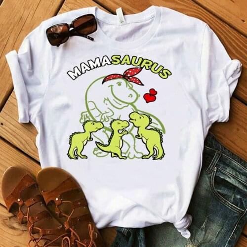 Mamasaurus T-Rex Dinosaur Mama Womens T-shirts Casual Short Sleeve Graphic Print Female Tees Shirt Aesthetic Tops Clothes