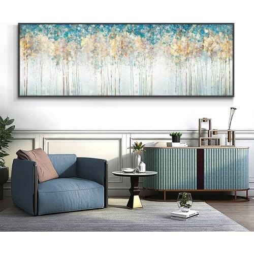 Yellow Flower And Tree Oil Painting On Canvas Print Nordic Poster Wall Art Picture For Living Room Home Decoration Frameless