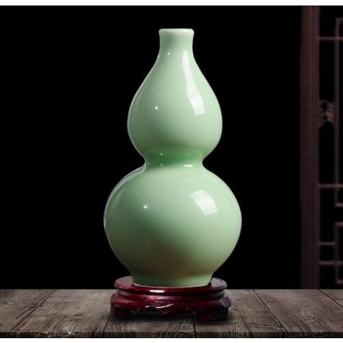 Jingdezhen Pottery Bean Glaze Antique Gourd Vase Flower Arrangement Modern Home Furnishing Room Decoration wedding vase