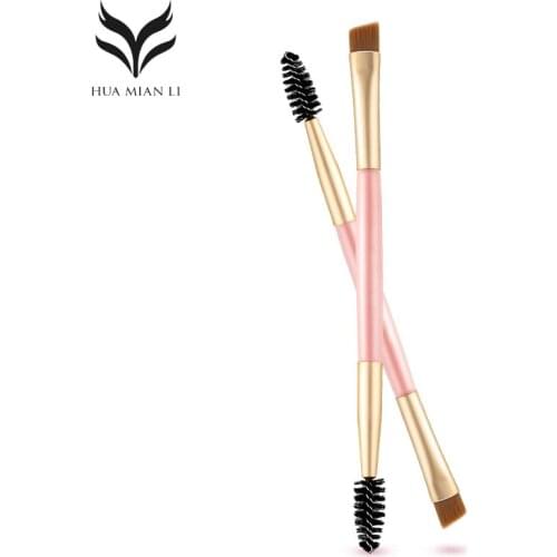 Makeup Brush Double Head Eyelash Eyebrow Brush Portable Wooden Handle Cosmetic Makeup Beauty Brush Tools Pinceau Maquillage