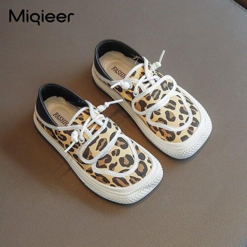 2021 Kids Sneakers Summer Boys Girls Canvas Casual Shoes Children Baby Fashion Leopard Square Toe Cap Skateboard Shoe New Design
