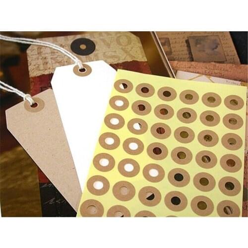Hot 420pcs Kraft Gift Tags Ring Stickers Hole Sticker for Gift Paper Tags Hang Tags Gift Decoration