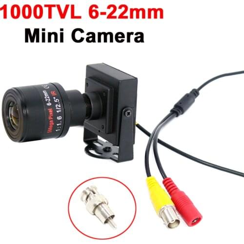 1000TVL/700TVL 6-22mm Varifocal Lens Metal Mini Camera Manual Adjustable Lens with RCA Adapter CCTV camera Car Overtaking Camera