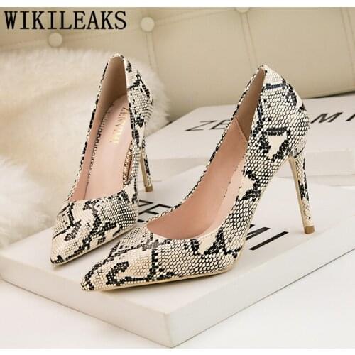 Snake Heels Fashion Sexy High Heels Fetish High Heels Elegant Shoes For Woman Pointed Toe Pumps Chaussures Femme Buty Damskie