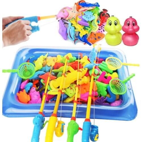 25-67pcs Magnetic Fishing Set Fishing Game with Inflatable Pool Net Magnet Fishing Rod Funny Classic Toys for Children Gift