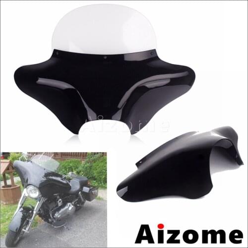 Gloss Black Outer Batwing Front Fairing Headlamp Cowl Cover Fairing For Harley Touring Road King Switchback Softail Fat Boy FLHR