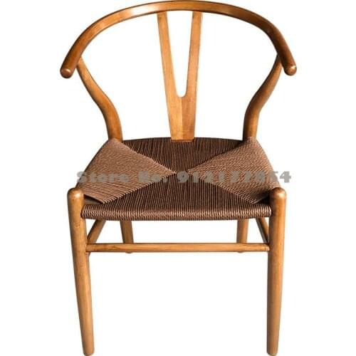 Solid Wood Dining Chair Restaurant Home Armchair Taishi Chair Circle Chair Backrest Hotel Coffee Chair Simple Leisure Y Chair