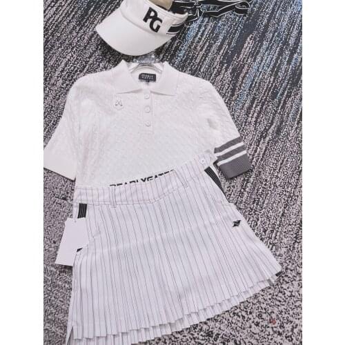PG Womens Golf Short Skirts Fashion Academic Style Autumn 2021 New Suit Stripe Fabric Skorts For Ladies