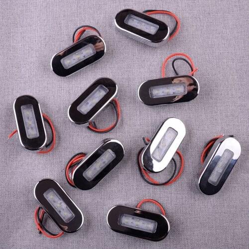 CITALL 12V DC 10pcs/Set Marine Boat White 3-LED Courtesy Lights Stair Deck Garden Lamp for Universal Vehicles Trailer Truck