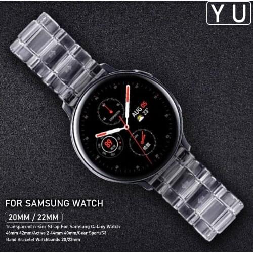 Transparent Resinr Strap For Samsung Galaxy Watch 46mm 42mm/Active 2 44mm 40mm/Gear Sport/S3 Band Bracelet Watchbands 20/22mm