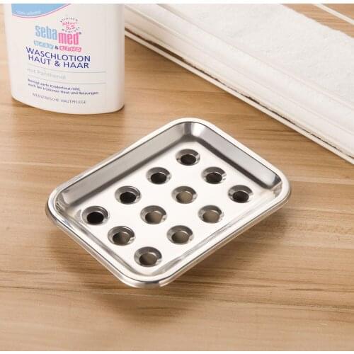 Rectangular Soap Dish Holder Stainless Steel with Seat for Bathroom Shower Riser Kitchen Organized