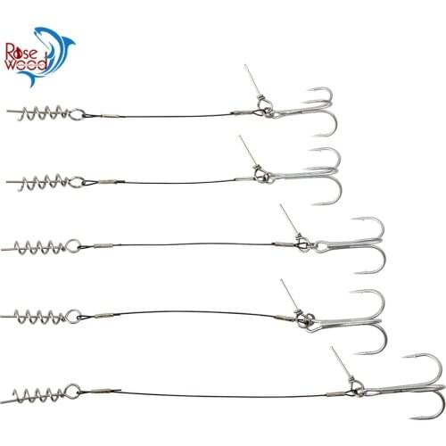 RoseWood 3pcs/Lot Fishing Rig Hook Single String Fishhooks With Screw Connector Carp Fishing Barbed Hook Used For Big Soft Shad
