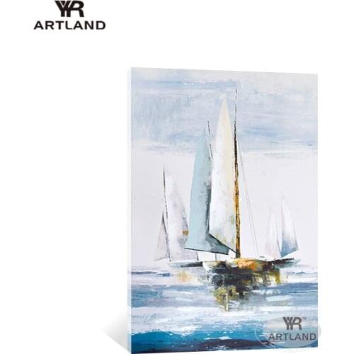 Modern abstract Handmade sailing boat oil painting on canvas seascape wall home decoration hanging picture for living room
