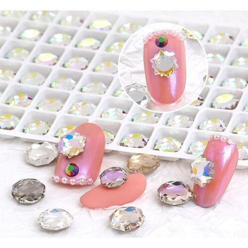 8mm Round Shape Glass Strass For Nails Korean Style Shiny Crystal Beads AB Color Flatback DIY Nail Stones Glue On
