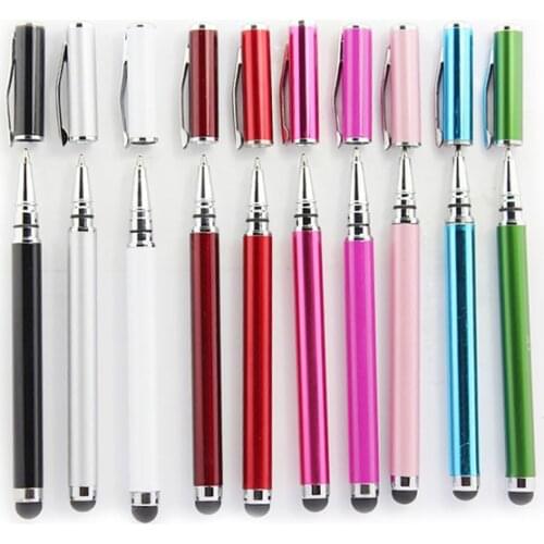 2 in 1 Ball Point Capacitive Screen Stylus Touch Pen For IPhone Xs max XR X 8 7 6 Samsung Cell Phone Mobile Tablet PC 50pcs/lot