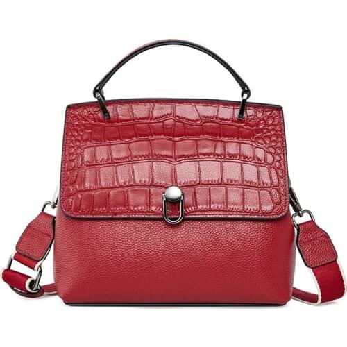 Crocodile Pattern Handbags Women Bags Genuine Leather Tote Fashion Lady Shoulder Crossbody Bag High Quality Solid Color Hand Bag