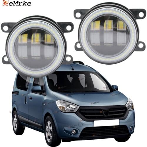 2X Led Angel Eye DRL for Renault Dokker 2012-2019 Dokker Stepway 2018 2019 Dacia LED Fog Lights Lamp Lens Daytime Running Light
