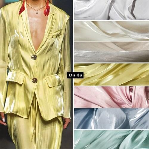 50*150cm Emulation silk Clothing Fabric Plain cloth Liquid Coloured glaze Cotton Pearl light CircleShirt coat Fabric DIY