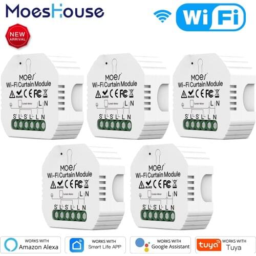 WiFi Mini Smart Curtain Switch Module Roller Blinds Shutter Motor Smart Life Tuya APP Remote Control Work with Alexa Google Home