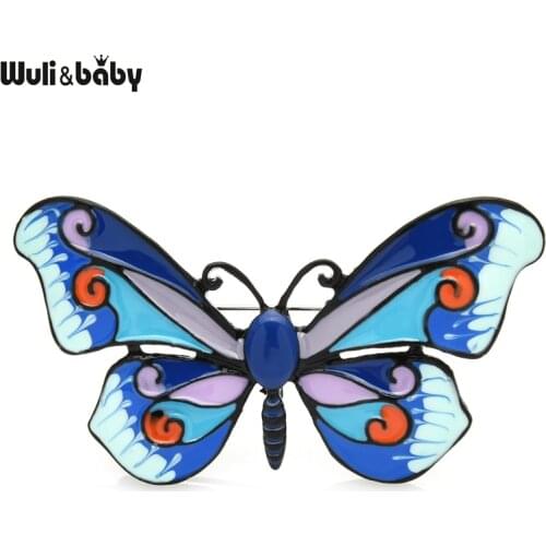 Wuli&baby Multicolor Enamel Butterfly Brooch Pins Gifts For Women Unisex Insect Party Casual Brooches