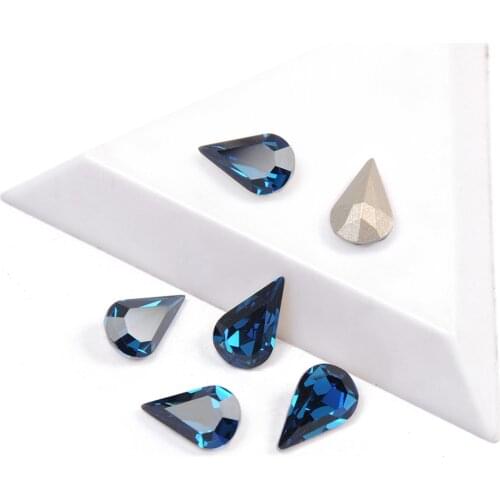 YANRUO 4300 Pear Shaped Best Quality Montana Color Fancy Rhinestone Nail On Rhinestone For 3D DIY Nails Art Accessories