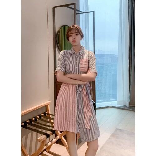 Summer Dress Women Bohemian Slim Elegant Striped Dress 2021 Female Irregular Vestido De Mujer Casual Robe Femme Women Clothes