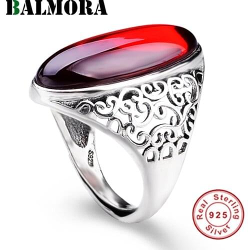 BALMORA 1 Piece 925 Sterling Silver Retro Hollow Open Stacking Ring for Women Mother Special Gift Luxury Elegant Fashion Jewelry