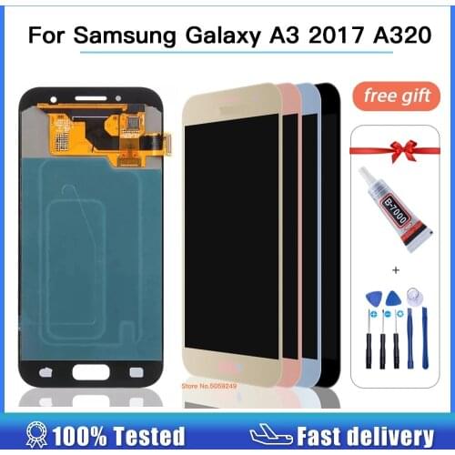Oled lcd Can adjust brightness LCD For Samsung Galaxy A3 2017 A320 LCD Display Touch Screen Digitizer Assembly + Tools + glue