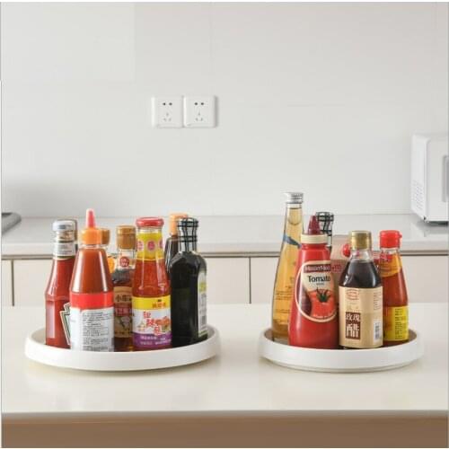 1pc Practical Kitchen Multi-Functional Antiskid Condiment Bottle Tray Rotating Cabinet Turntable Seasoning Storage Box