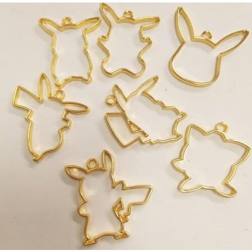10 pcs/lot All kinds of small animals Metal Frame Pendant Gold Charm Bezel Setting Cabochon Setting UV Resin Charm