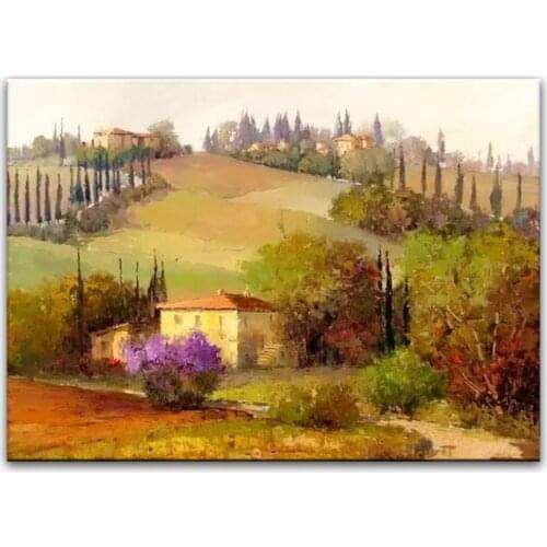 100% hand painted oil painting Home decoration high quality landscape knife painting pictures DM16072102
