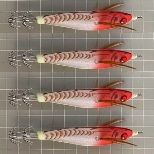 100Pcs Squid Hook Jig Luminous Shrimp Bait 3D Eyes 8cm/10g Artificial Lure Fishing Wobbler Octopus Bait Fishing Tackle