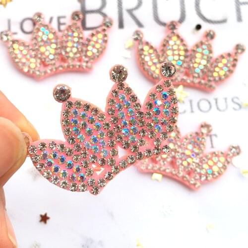 20Pcs 45*25mm Padded Rhinestone & Pearl Crystal Crown Applique for DIY Clothes Shoes Hat Patches Hair Clips Bow Decor