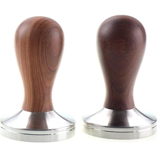 304 Stainless Steel Base Coffee Tamper 58mm Solid Wood Handle Coffee Powder Hammer Espresso Beans Press Tools