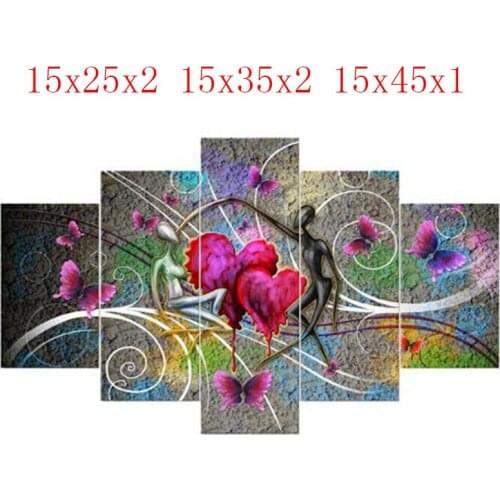 5PCS diy diamond embroidery Heart diamond painting Cross Stitch full drill Rhinestone Multi-picture gift 15x25x2 15x35x2 15x40x1